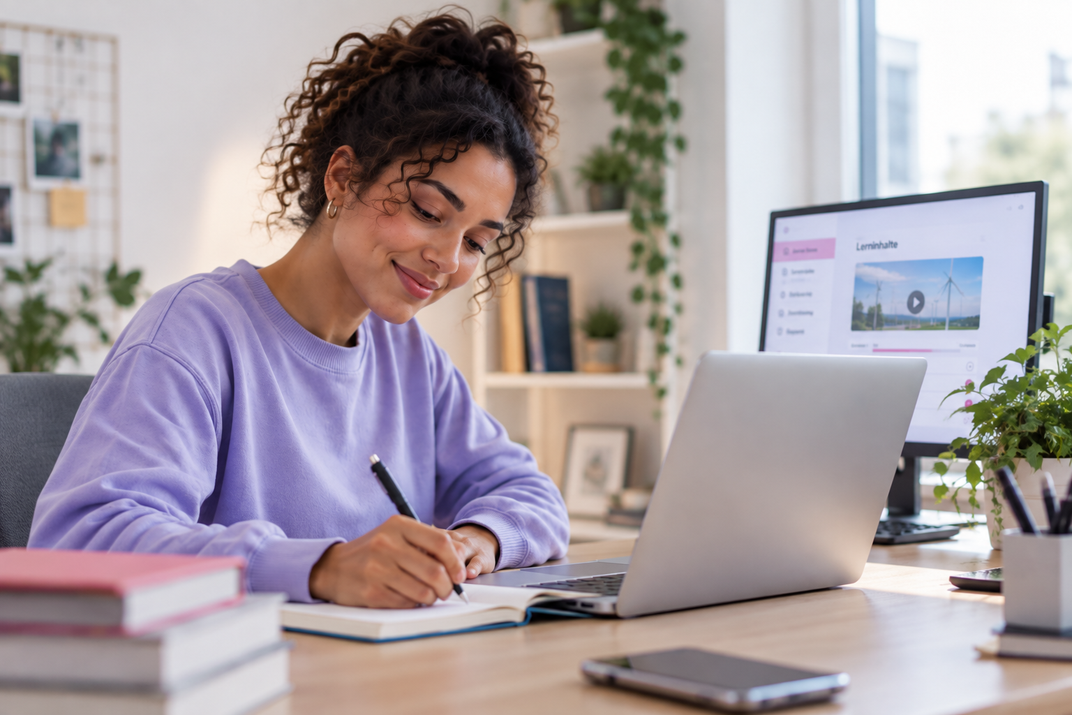 Teilnehmerin lernt mit ihrem Laptop